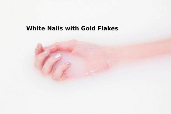 White Nails with Gold Flakes